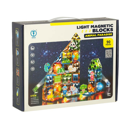 90-częściowy zestaw magnetycznych klocków konstrukcyjnych z elementami świecącymi