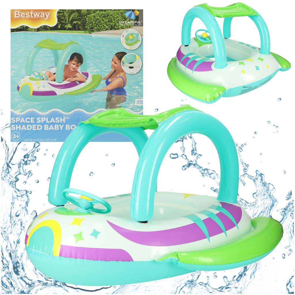 Bestway 34149 Inflatable Kids Float Boat with Seat & Steering Wheel – Space