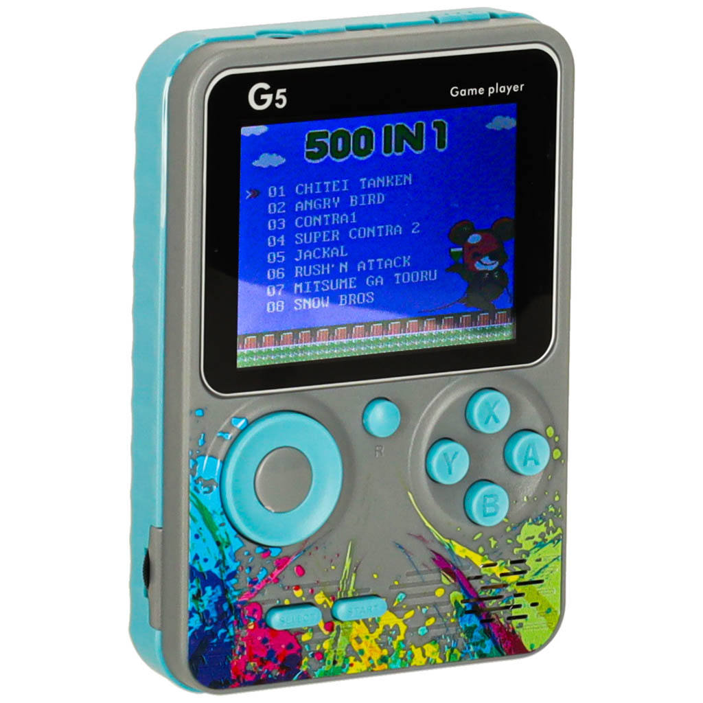 Mini Retro Handheld Game Console for Kids 6+ – Gray, 500 Games