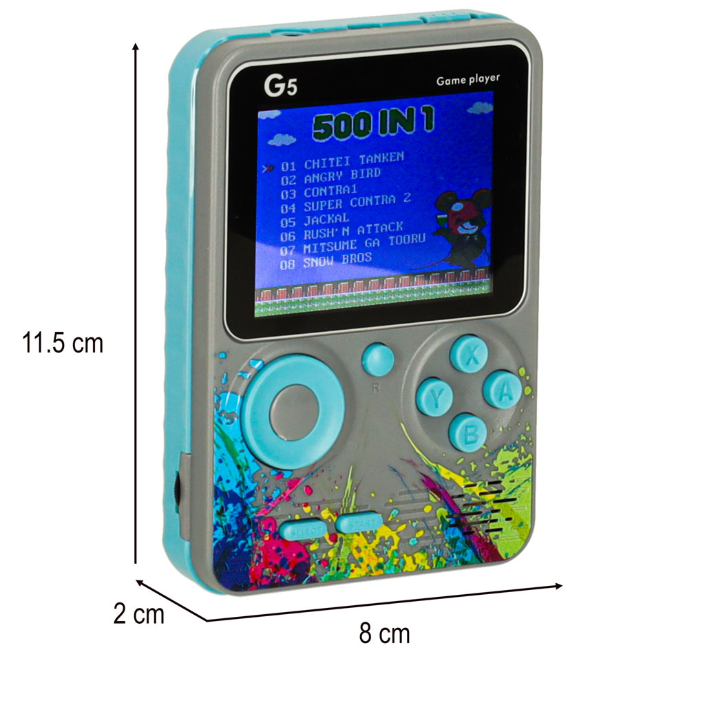 Mini Retro Handheld Game Console for Kids 6+ – Gray, 500 Games