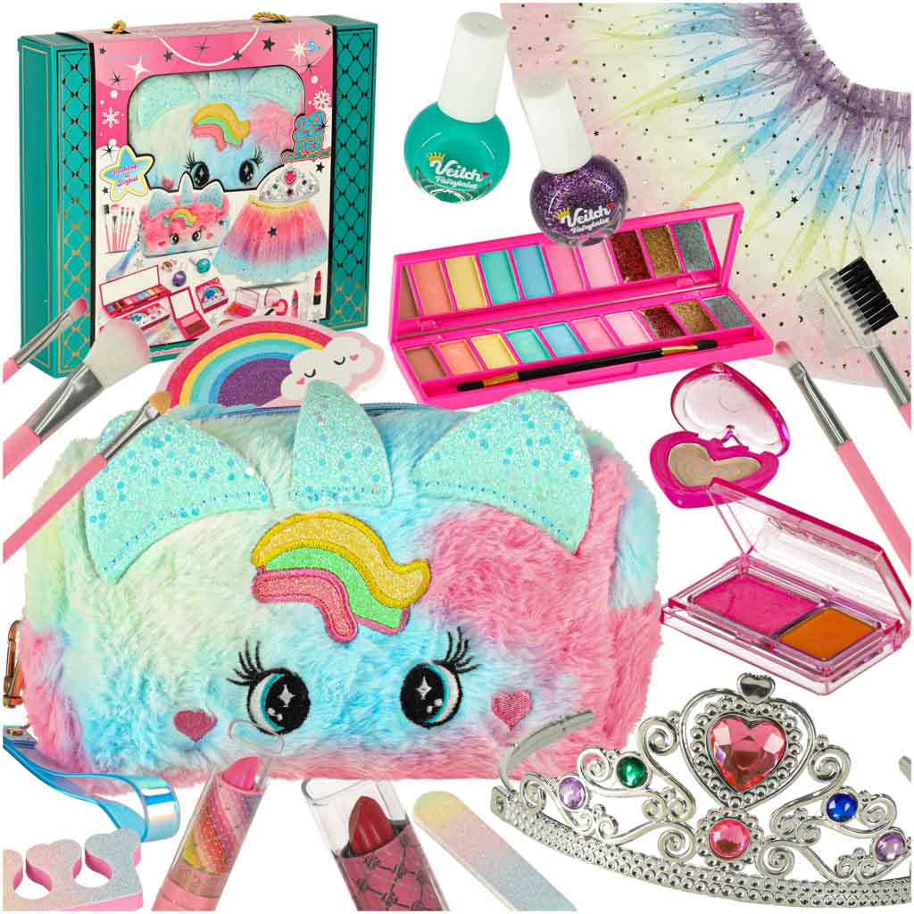 22-Piece Kids Makeup Set with Unicorn Cosmetic Bag, Skirt & Crown