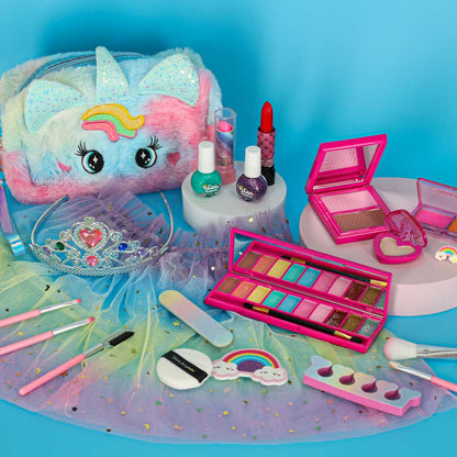 22-Piece Kids Makeup Set with Unicorn Cosmetic Bag, Skirt & Crown