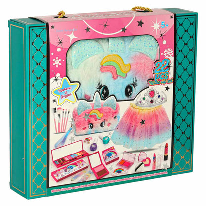 22-Piece Kids Makeup Set with Unicorn Cosmetic Bag, Skirt & Crown