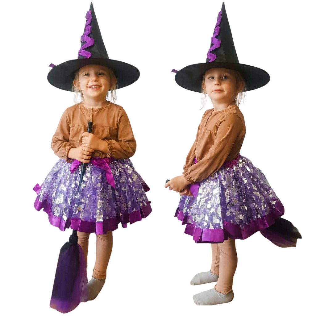 Kids Witch Costume Set with Hat & Broom