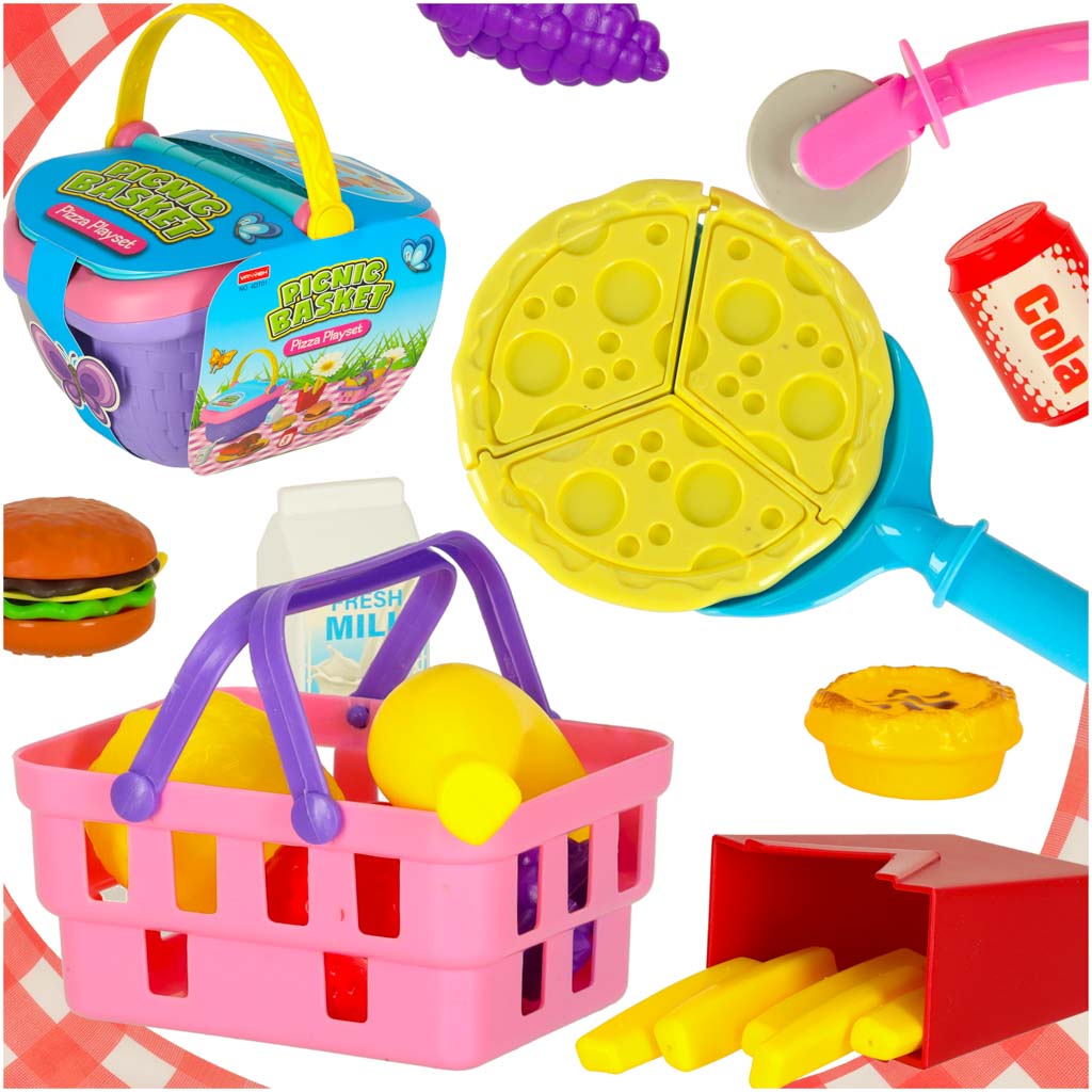 Kids Picnic Basket Play Set – Pretend Food & Role Play