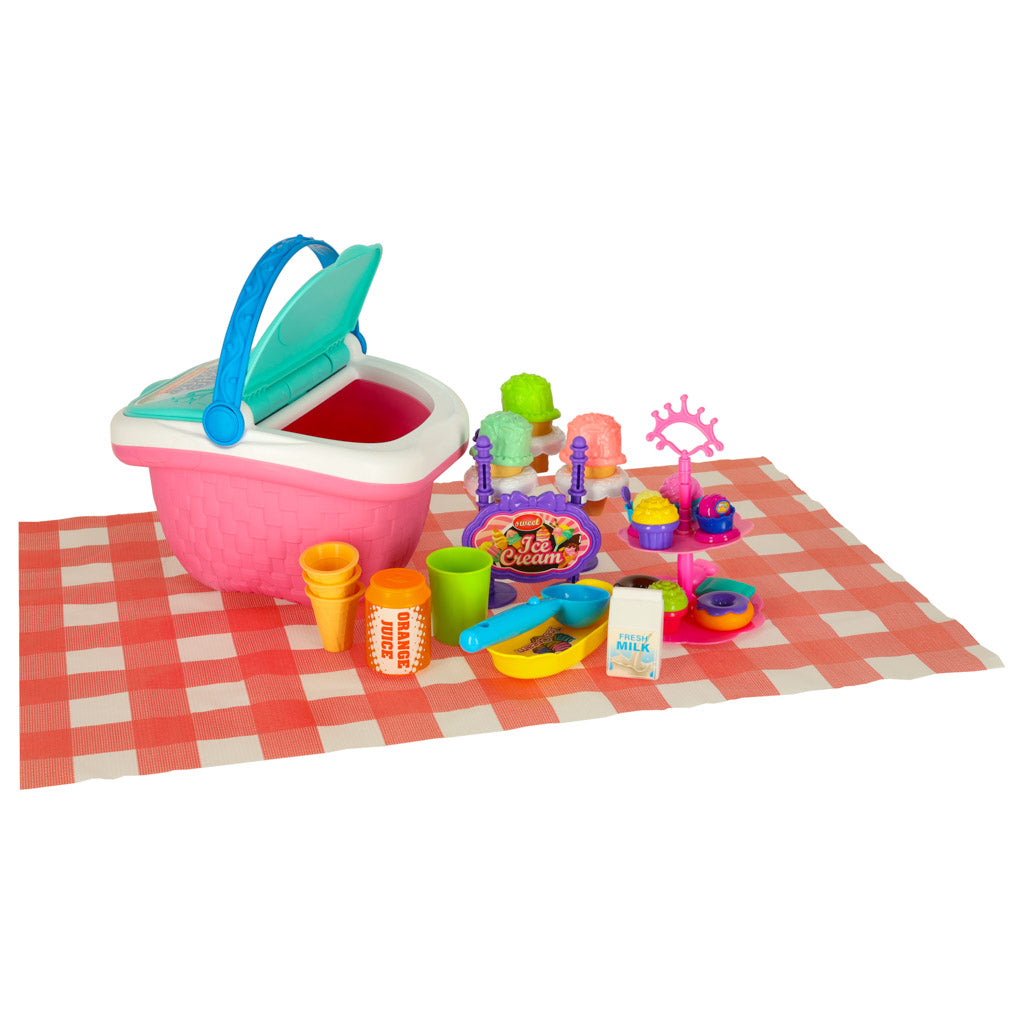 Pastel Dessert Picnic Basket Play Set – Ice Cream & Sweet Treats