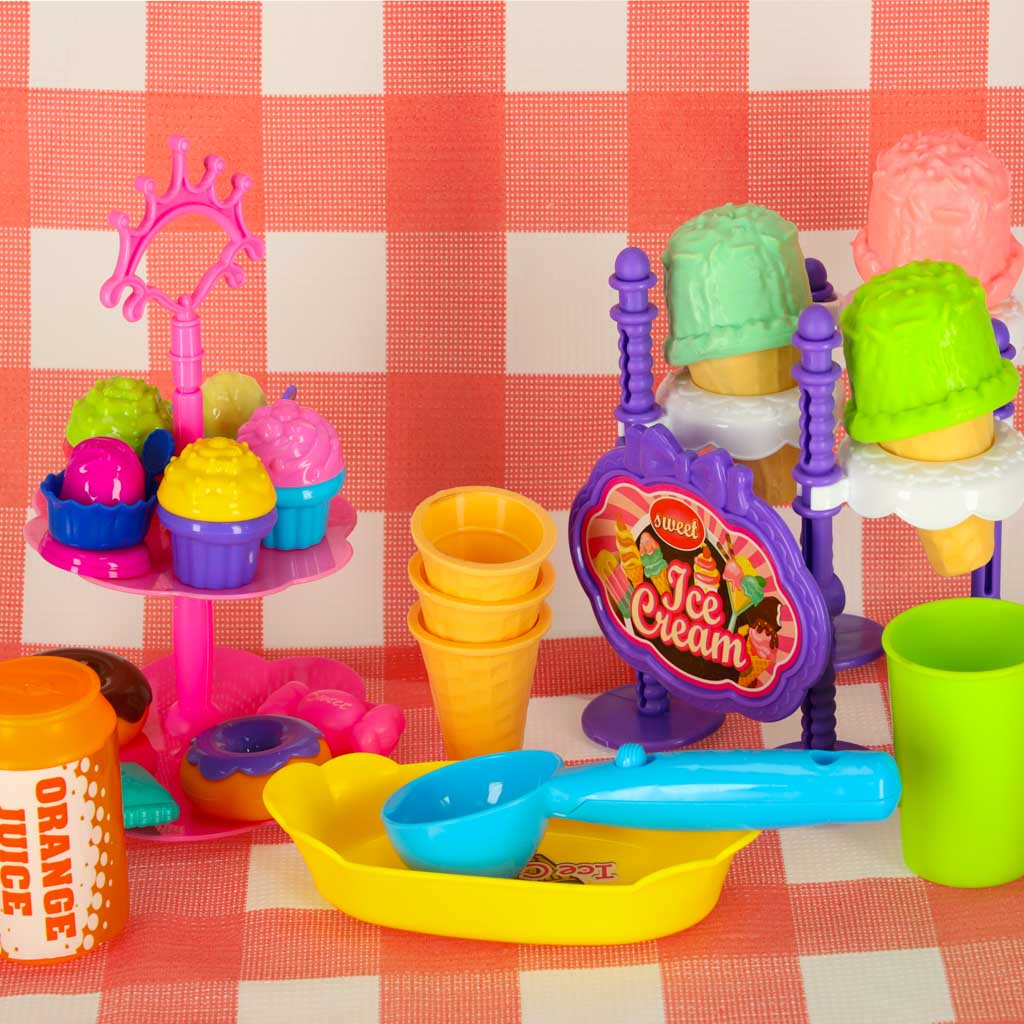 Pastel Dessert Picnic Basket Play Set – Ice Cream & Sweet Treats