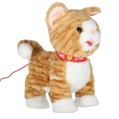 Interactive Walking Plush Cat with Leash – Meows, Walks & Wags Tail