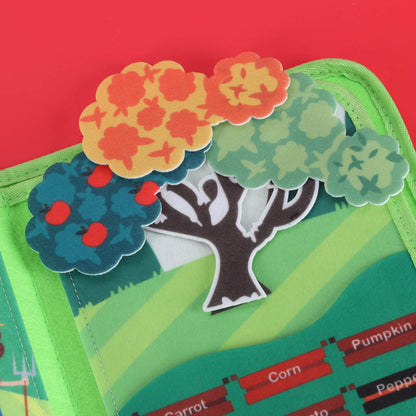 Filcowa książeczka edukacyjna „Farma” – sensoryczna książka aktywnościowa dla dzieci 3+