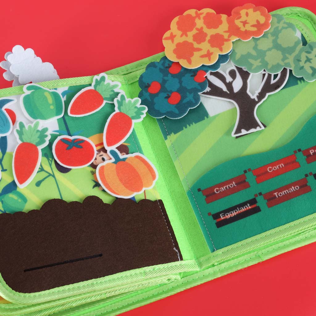 Filcowa książeczka edukacyjna „Farma” – sensoryczna książka aktywnościowa dla dzieci 3+