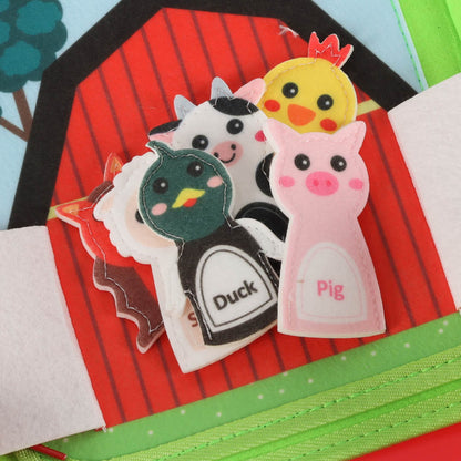 Filcowa książeczka edukacyjna „Farma” – sensoryczna książka aktywnościowa dla dzieci 3+