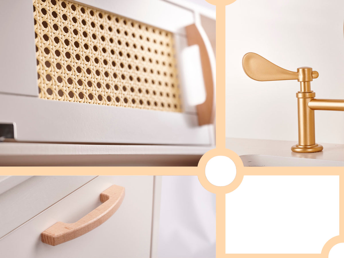Wooden Retro Play Kitchen with Accessories Cream 100cm