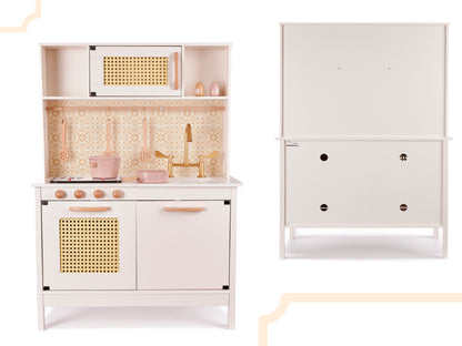 Wooden Retro Play Kitchen with Accessories Cream 100cm