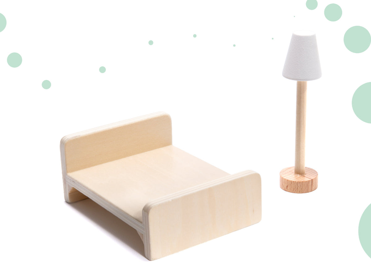 LULILO Floro Boho Drewniany domek dla lalek z oświetleniem LED