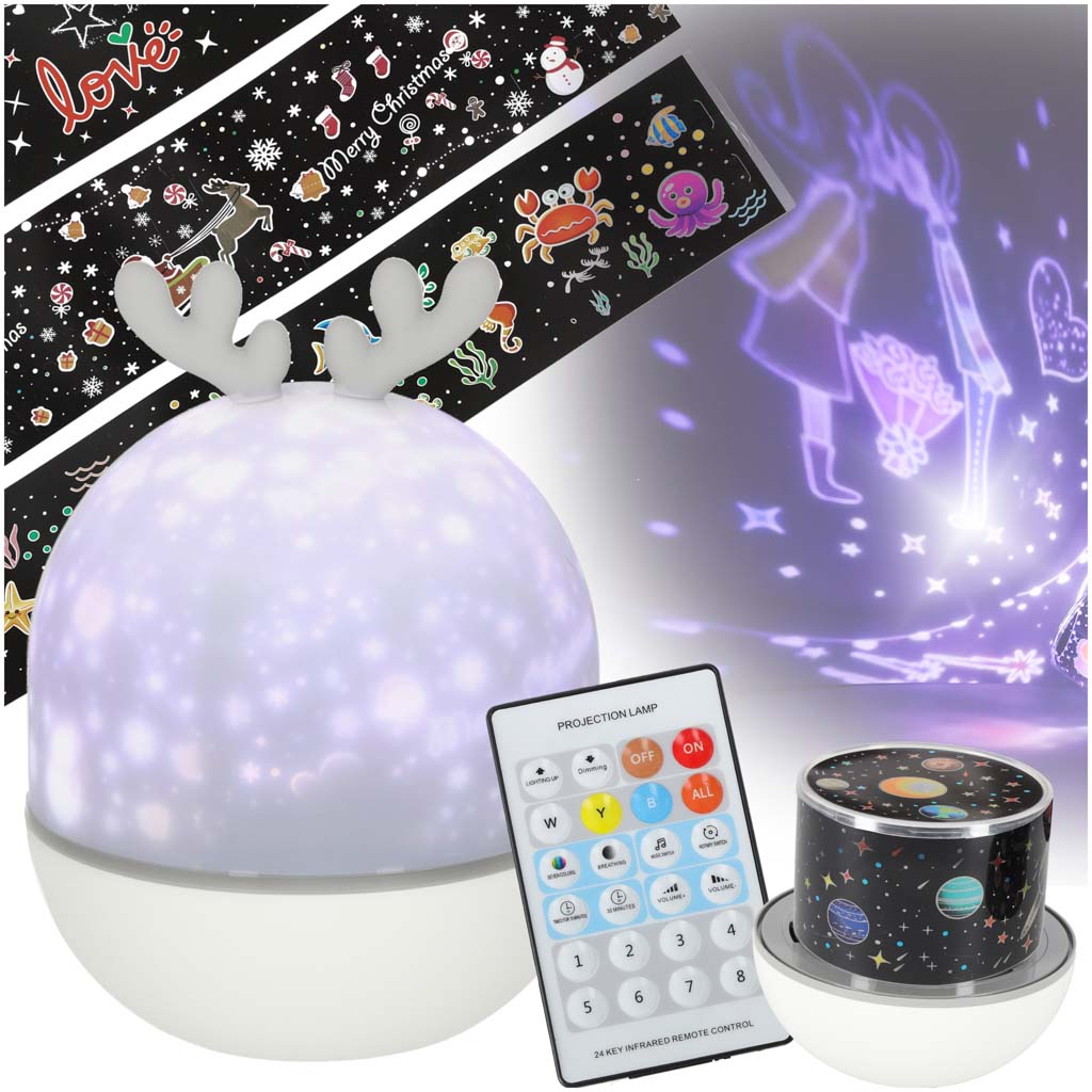 USB Night Light Star Projector with Remote Control – Deer Lamp