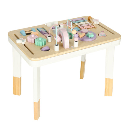 LULILO Drewniany stolik edukacyjny Ludo 2 w 1 – Różowy 3+