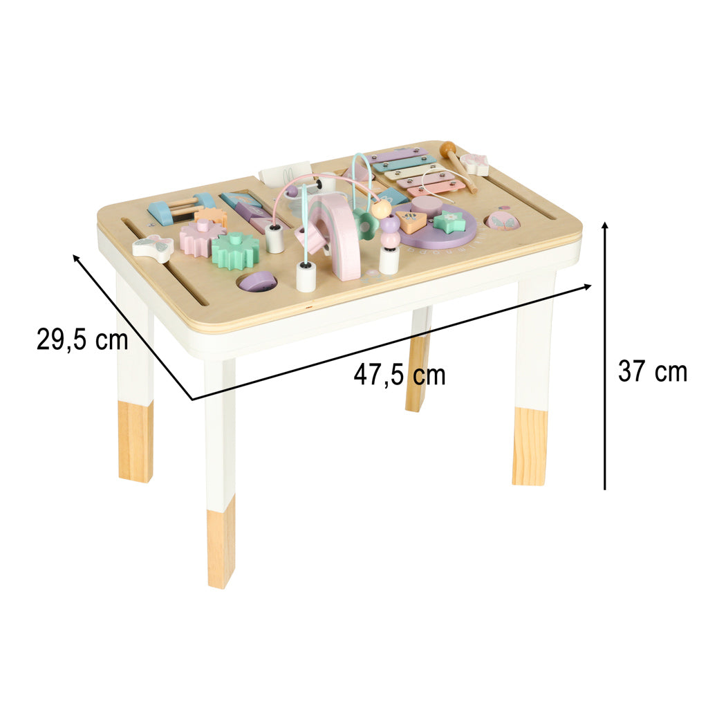 LULILO Drewniany stolik edukacyjny Ludo 2 w 1 – Różowy 3+