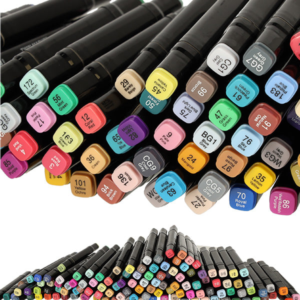 120 Dual-Tip Alcohol Markers Set with Stand & Case