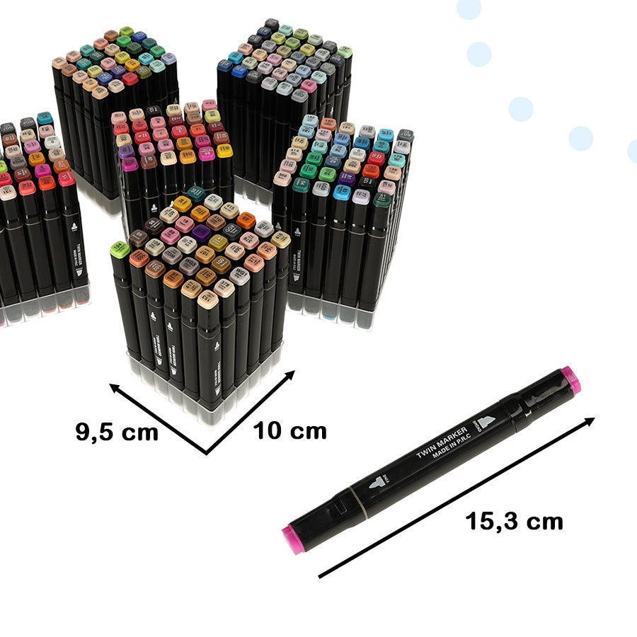 204 markery alkoholowe dwustronne w etui z organizerem