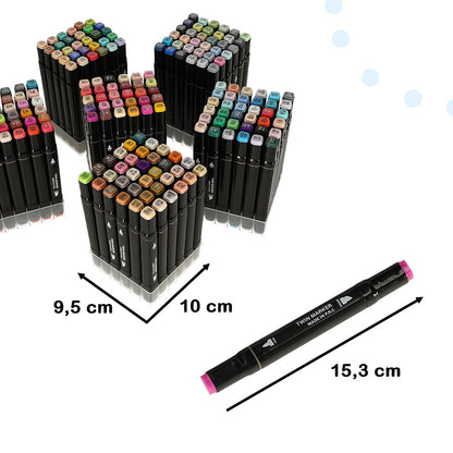 204 markery alkoholowe dwustronne w etui z organizerem