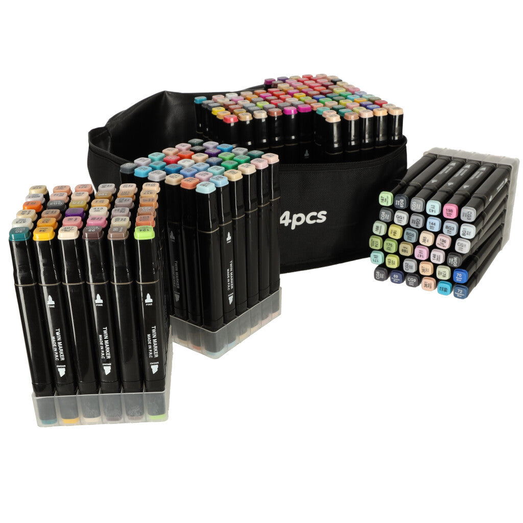 204 markery alkoholowe dwustronne w etui z organizerem