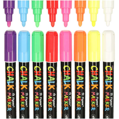 8-Pack Liquid Chalk Markers for Glass, Windows & Chalkboards