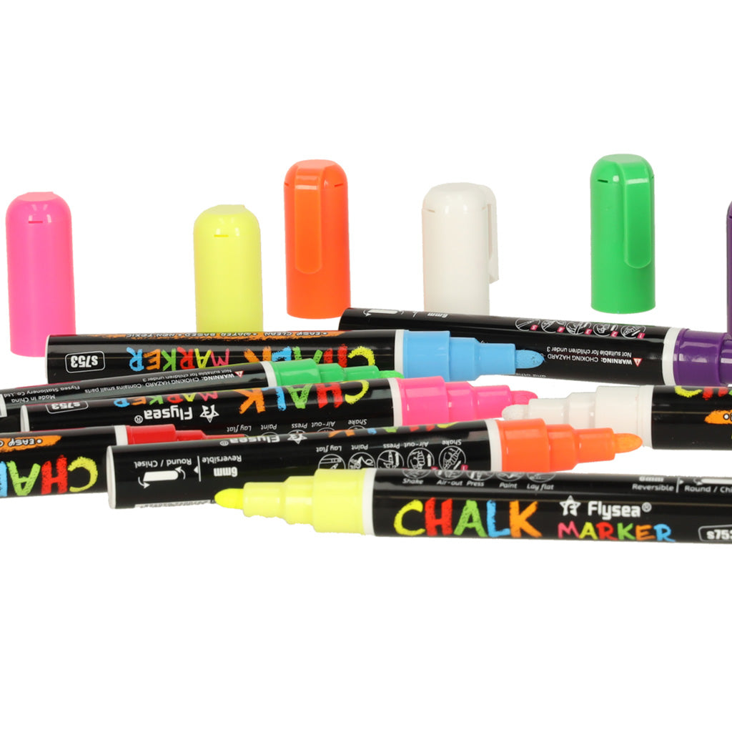 8-Pack Liquid Chalk Markers for Glass, Windows & Chalkboards