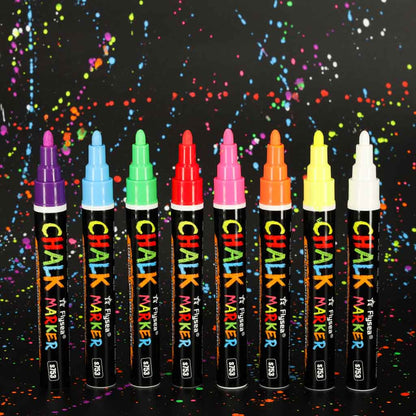 8-Pack Liquid Chalk Markers for Glass, Windows & Chalkboards