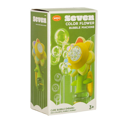 Automatic Flower Bubble Machine for Kids with Lights & Rechargeable Battery