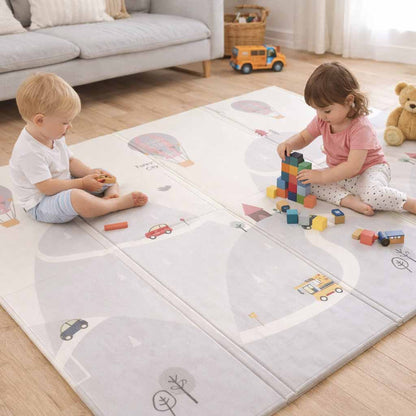 Składana edukacyjna mata piankowa 150 × 200 cm – Miejskie drogi