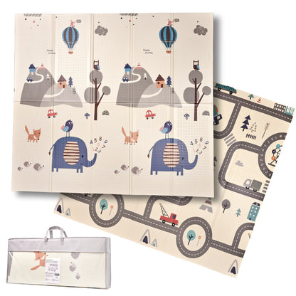 Foldable Double-Sided Foam Play Mat Street & Forest 179 × 198 cm