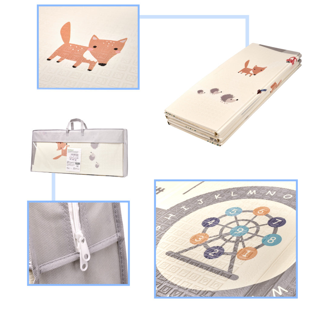 Foldable Double-Sided Foam Play Mat Street & Forest 179 × 198 cm