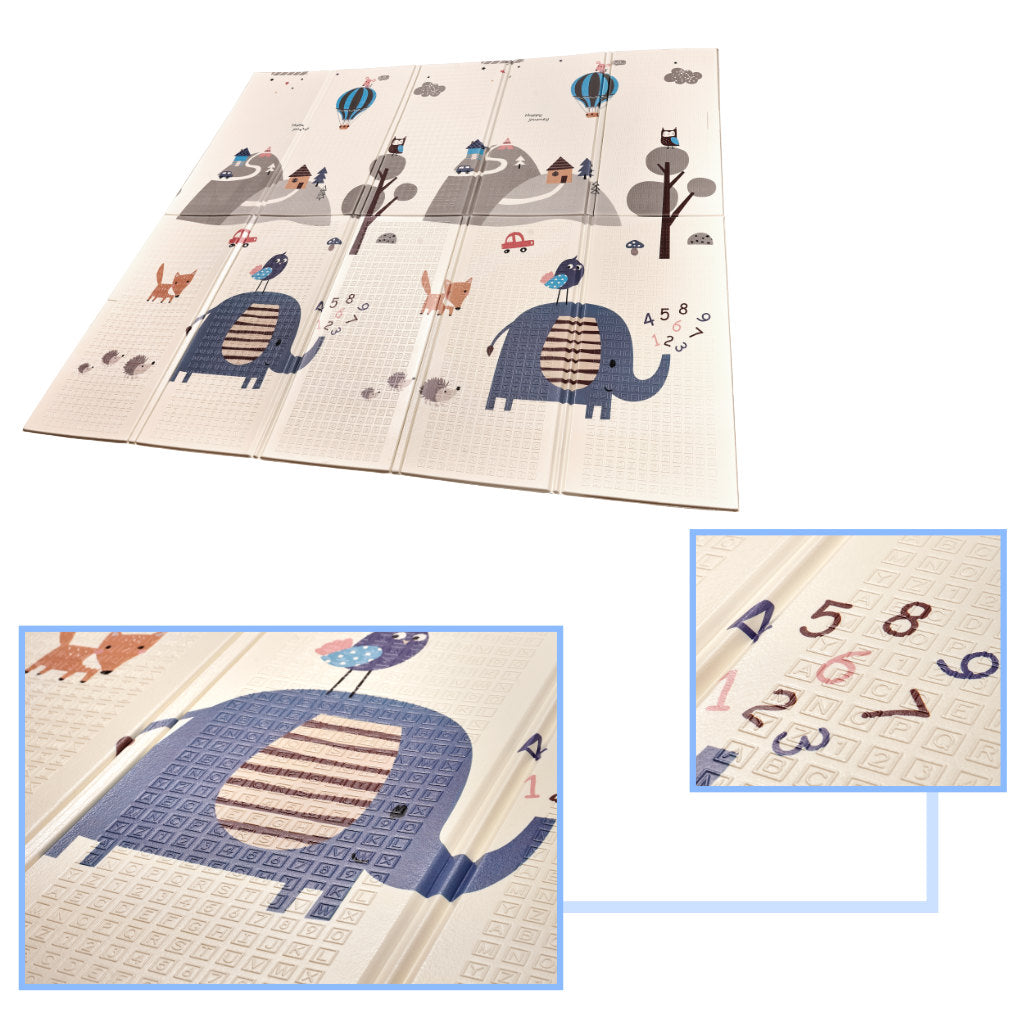 Foldable Double-Sided Foam Play Mat Street & Forest 179 × 198 cm
