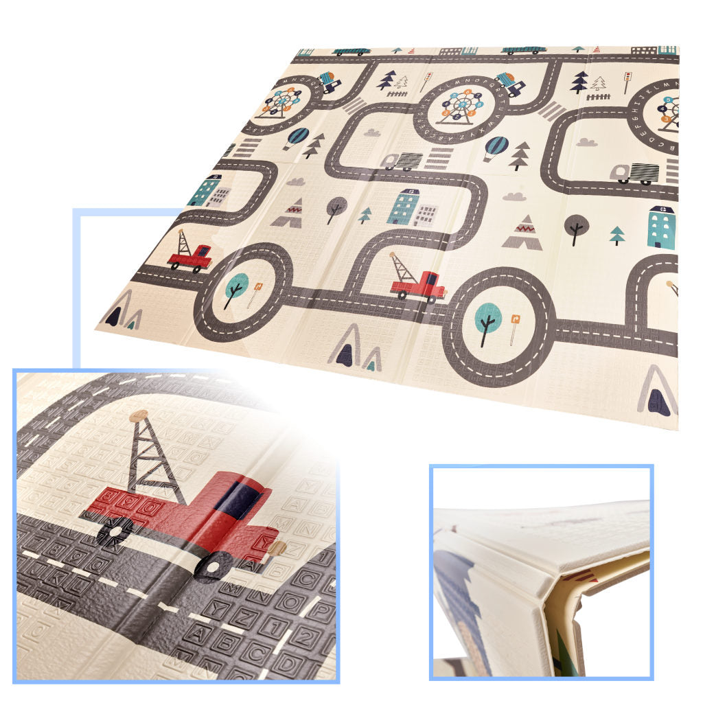 Foldable Double-Sided Foam Play Mat Street & Forest 179 × 198 cm