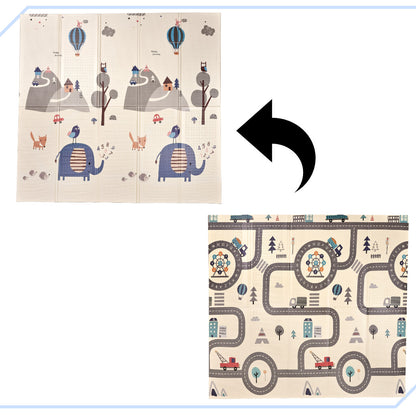 Foldable Double-Sided Foam Play Mat Street & Forest 179 × 198 cm