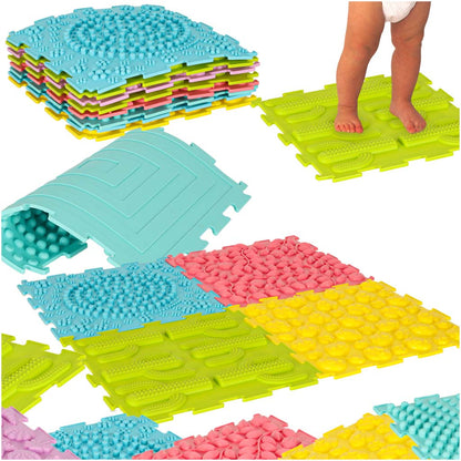 8-Piece Sensory Floor Mat Set for Kids – Textured Therapy Puzzle Tiles