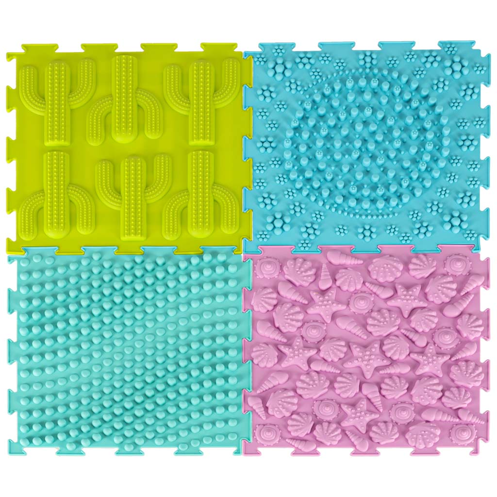 8-Piece Sensory Floor Mat Set for Kids – Textured Therapy Puzzle Tiles
