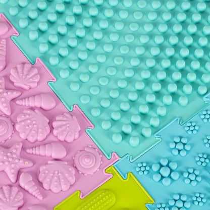 8-Piece Sensory Floor Mat Set for Kids – Textured Therapy Puzzle Tiles