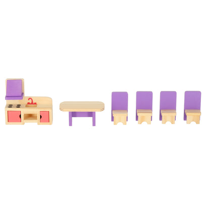 Wooden Dollhouse Furniture Set – 19-Piece Dollhouse Accessories