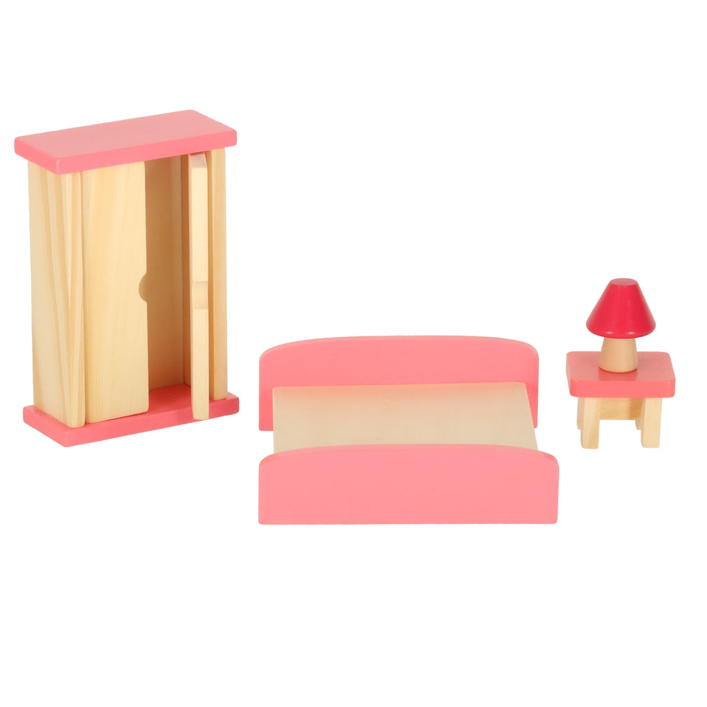 Wooden Dollhouse Furniture Set – 19-Piece Dollhouse Accessories