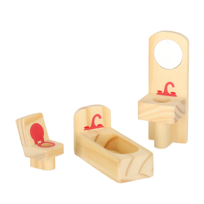 Wooden Dollhouse Furniture Set – 19-Piece Dollhouse Accessories