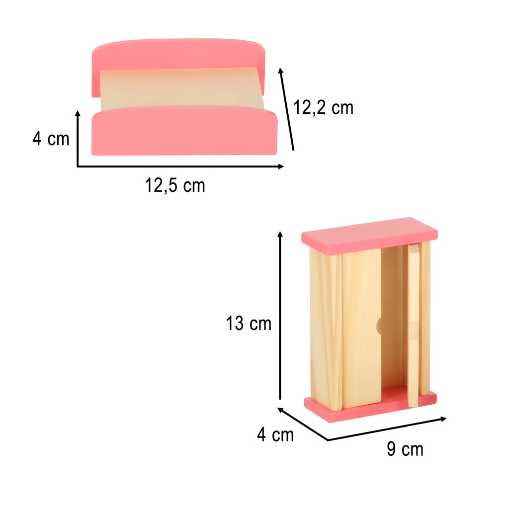 Wooden Dollhouse Furniture Set – 19-Piece Dollhouse Accessories