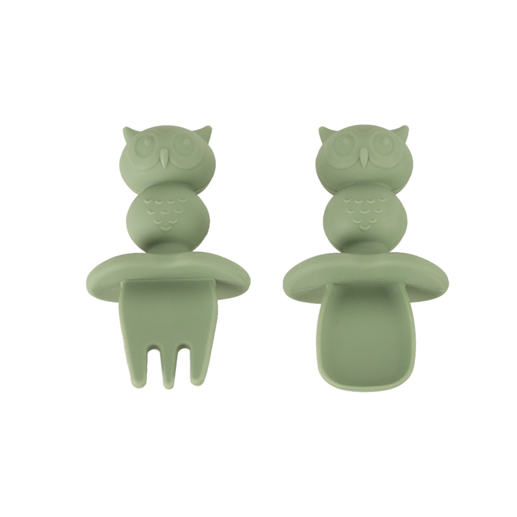 Silikonowy zestaw do karmienia Green Owl – 8 elementów