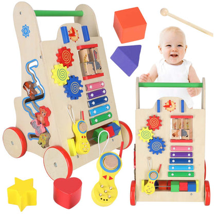 Wooden Baby Walker with Activity Cube 6-in-1