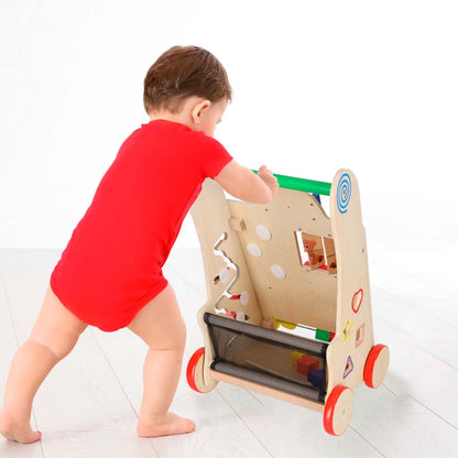 Wooden Baby Walker with Activity Cube 6-in-1