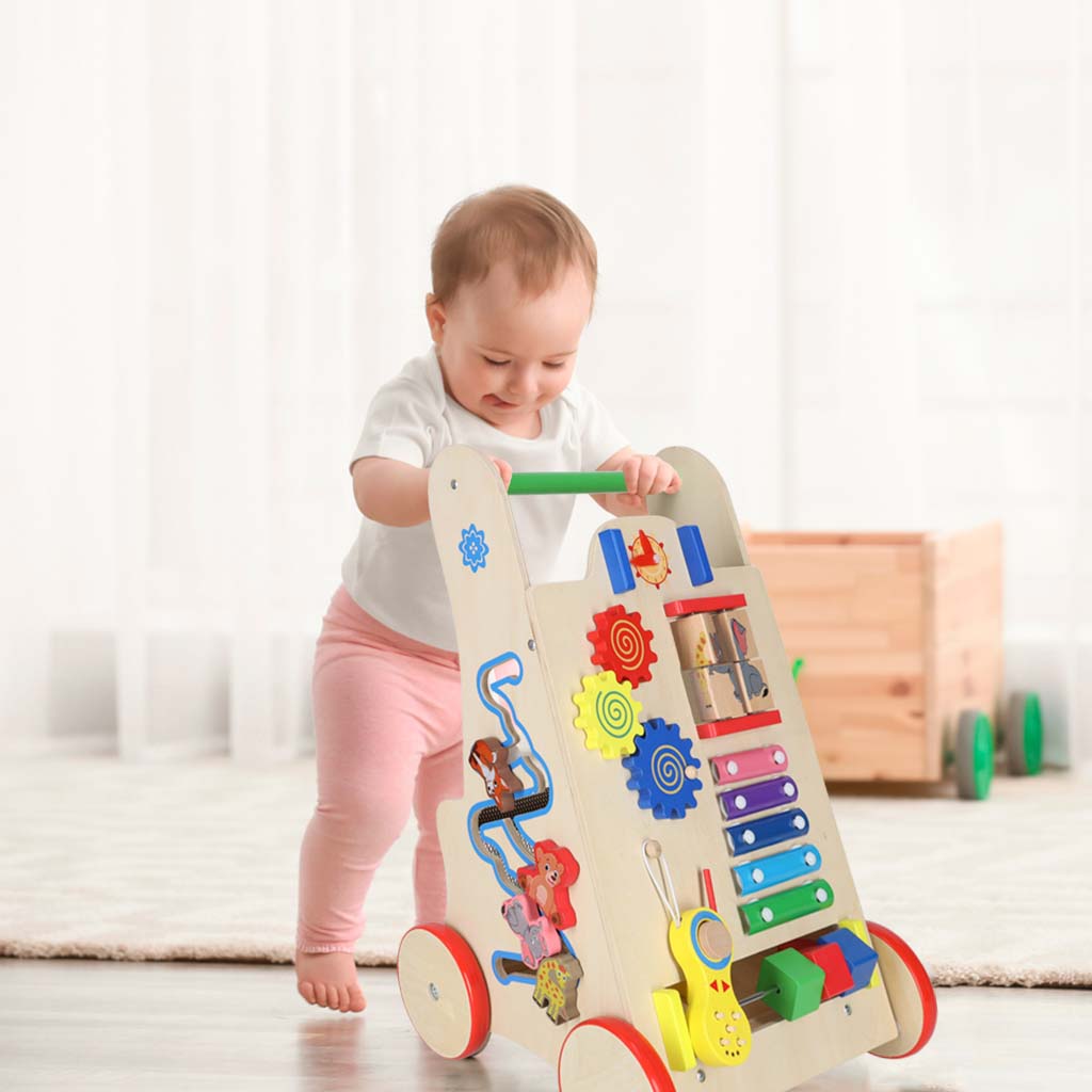 Wooden Baby Walker with Activity Cube 6-in-1