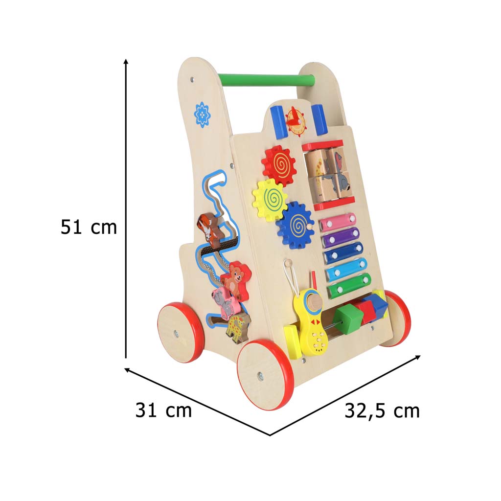 Wooden Baby Walker with Activity Cube 6-in-1
