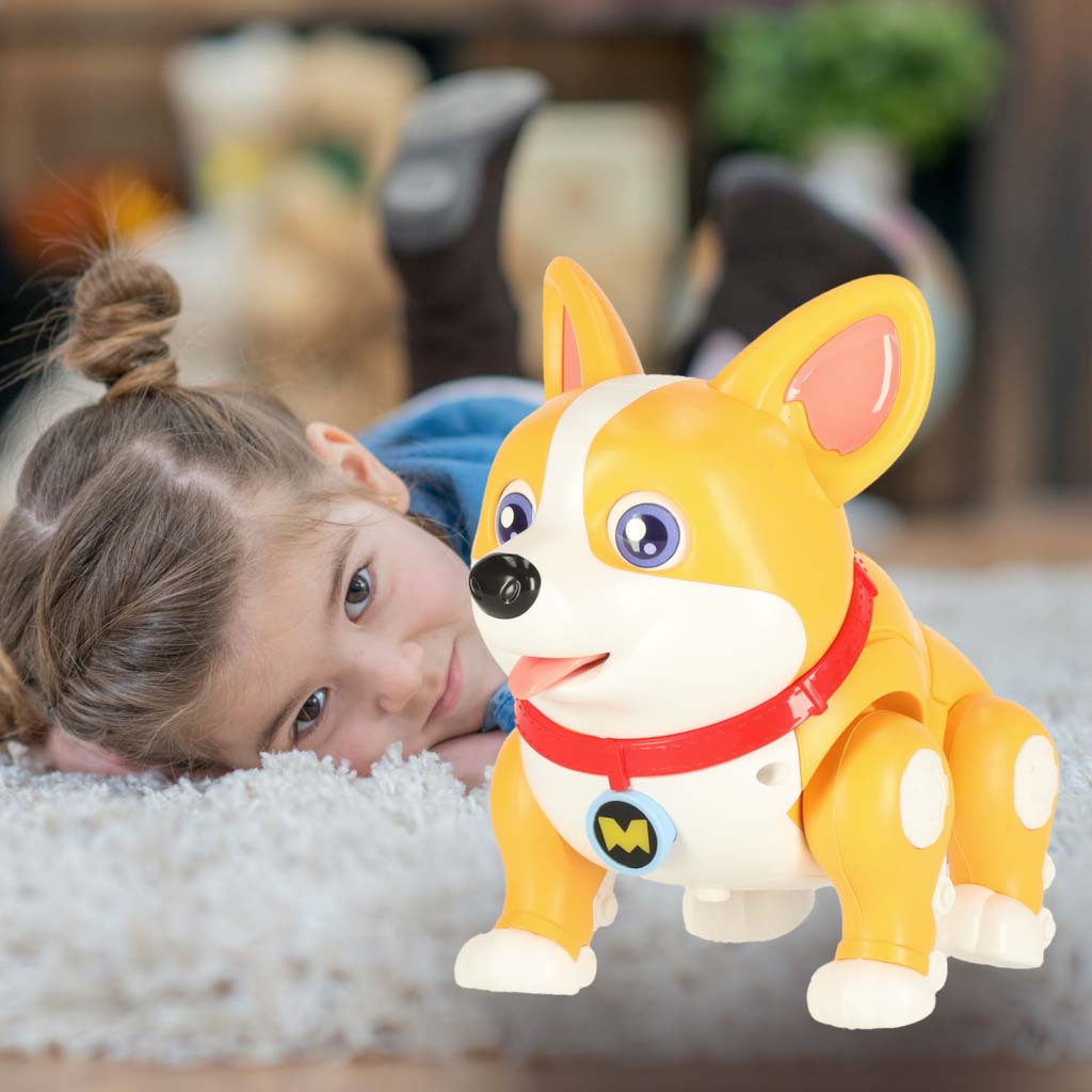 Interaktywna zabawka dla psa Corgi z podświetlanymi uszami, muzyką i funkcją chodzenia