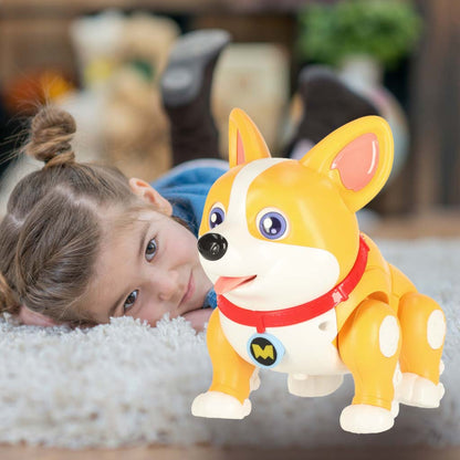 Interaktywna zabawka dla psa Corgi z podświetlanymi uszami, muzyką i funkcją chodzenia