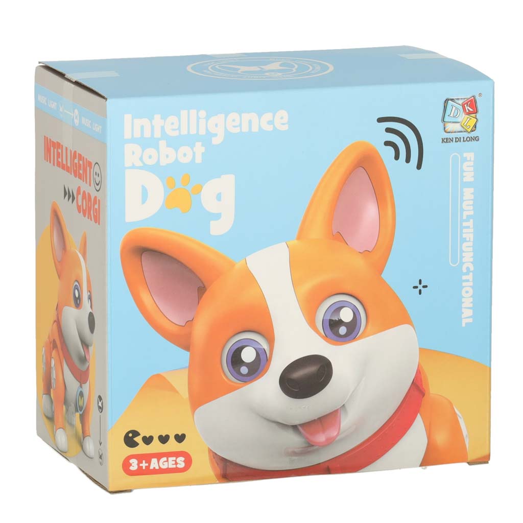 Interaktywna zabawka dla psa Corgi z podświetlanymi uszami, muzyką i funkcją chodzenia